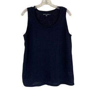 Gudrun Sjoden Sz L Ramie Tank Top Rolled Neck Relaxed Fit Black Minimalist